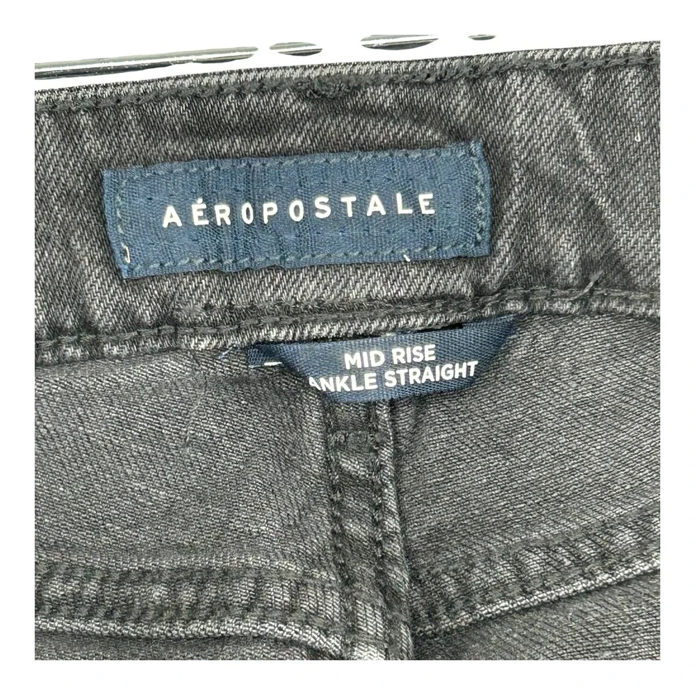Aeropostale‎ Mid Rise Ankle Straight Stretch Womens Size 6R Jeans Gray Wash